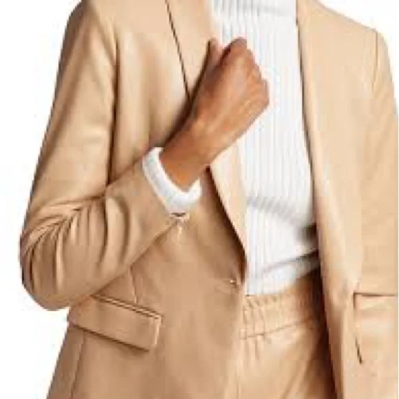 Alice + Olivia Women’s Almond Faux Leather Jacket Size 4 - Picture 3 of 16